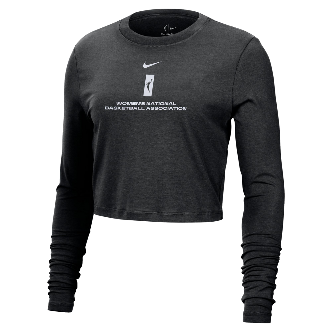 Black long-sleeve shirt with Nike logo and 'Women's National Basketball Association' text on a white background